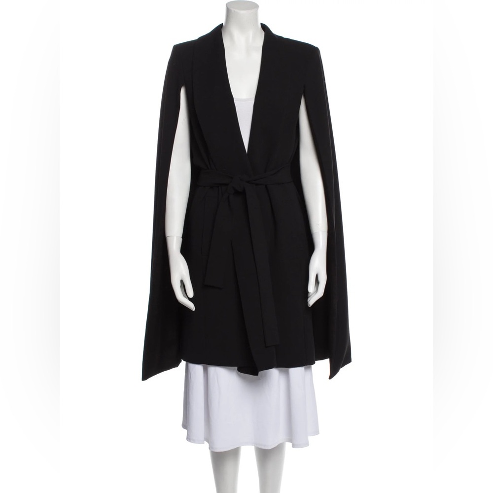 New York & Company Black Cape Blazer Jacket with Waist Tie - Picture 2 of 9